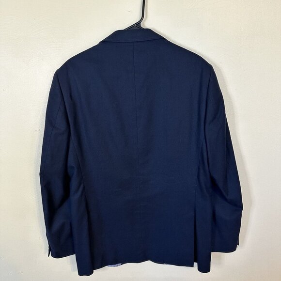 Stafford Signature Classic Fit Cotton Sport Coat Blazer Mens 40R Navy Blue Prep - Picture 3 of 11